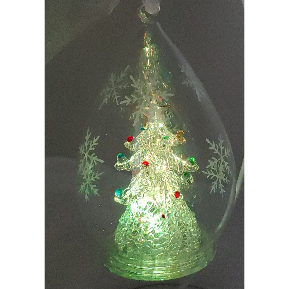 Diorama Christmas Tree Ornament-WORKS-Illuminated Color Changing Spun Glass Dome